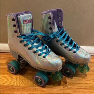 Impala Iridescent Roller Skates with Blue Laces
